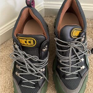 Gucci Men's Black and Olive Sneakers